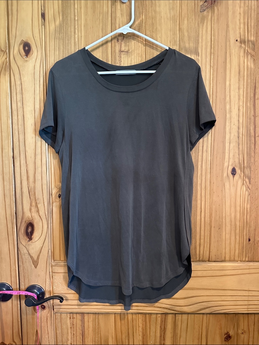Cherish Charcoal Short Sleeve Layered-Hem Tee